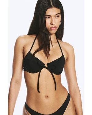 Weekday Strappy Wired Halter Bikini Top - Black