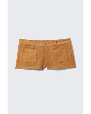 Monki Faux Suede Mini Shorts - White