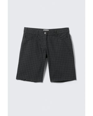 Weekday Checked Knee-Length Cotton Twill Shorts - Black