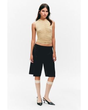 Monki Knee-Length Suiting Shorts - Blue
