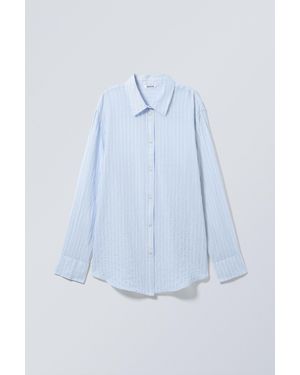 Weekday Crinkled Transparent Long-Sleeved Shirt - Blue
