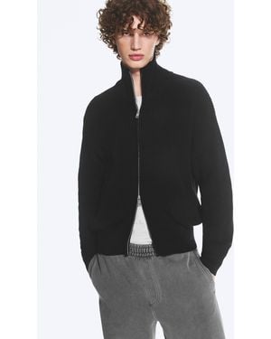 Weekday Relaxed High-Neck Zip Knit Cardigan - Black