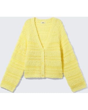 Monki Soft Knitted Single-Breasted Cardigan - Yellow