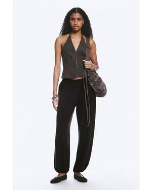 Weekday Soft Mid-Rise Balloon Trousers - Black