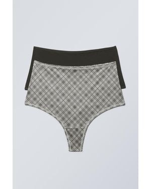 Weekday 2-Pack Soul Soft High Rise Thongs - Grey