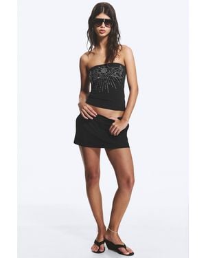 Monki Low Rise Slim Mini Suiting Skirt - Black