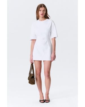 Monki Short-Sleeved Cotton Mini Dress - White