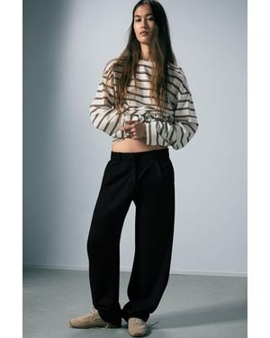 Monki Loose Fit Barrel Leg Suiting Trousers - Grey