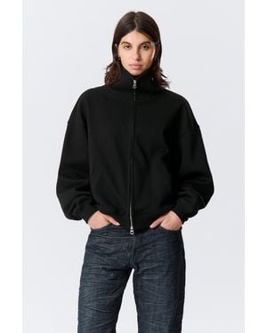 Weekday Loose Funnel Neck Zip Cardigan - Black