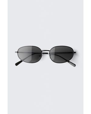 Weekday Minimal Oval Metal Frame Sunglasses - Black