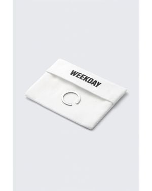 Weekday Minimal-Plated Open Ring - White