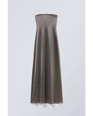 Weekday Act Metallic Tube Dress - Grey