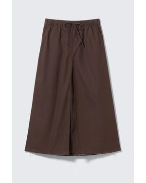 Monki Drawstring Cotton Canvas Maxi Skirt - Brown