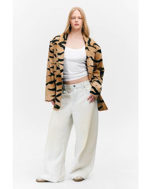 Weekday Single-Breasted Oversized Tiger Printed Blazer - White