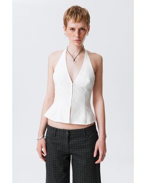 Weekday Neckholder-Top Mit Hakenverschluss Und Bindeband - Weiß