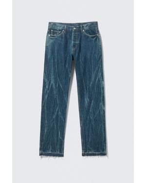 Weekday Space Split-Hem Relaxed Straight Leg Jeans - Blue