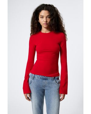Weekday Long Sleeve Cotton Top - Red