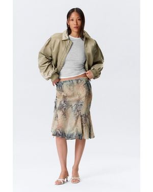 Monki Low Rise Mermaid Midi Skirt - White