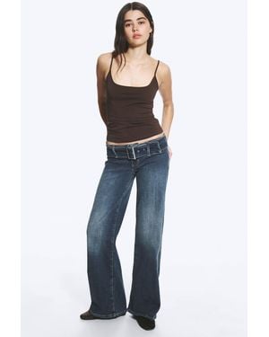 Monki Willow Low Rise Loose Flared Jeans - Blue