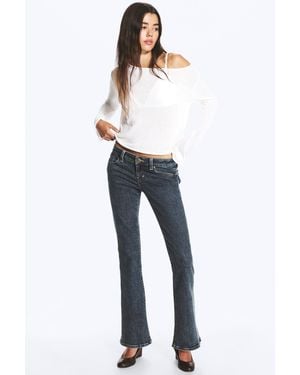 Monki Low Rise Curve Yoke Flared Jeans - Blue