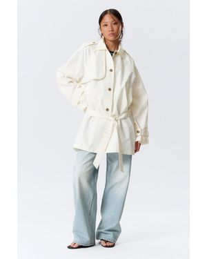 Monki Rosabel Loose Single-Breasted Trench Coat - White