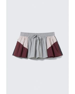 Monki Colourblock A-Line Nylon Mini Skirt - Green