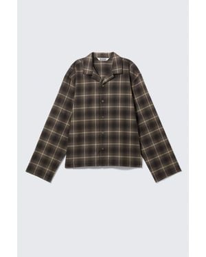 Weekday Relaxed Flannel Pyjama Shirt - Black