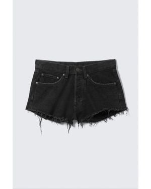 Weekday Maia Mid Rise Denim Hot Trousers - Black
