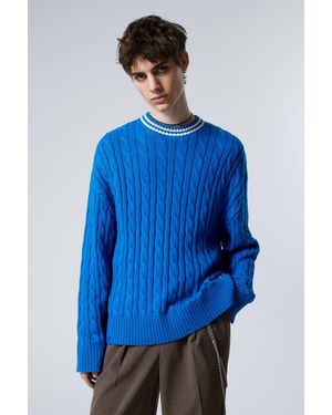 Weekday Oversized Cable Knit Jumper - Blue