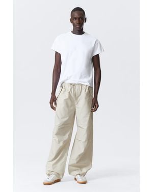 Weekday Loose Pleated Parachute Trousers - White