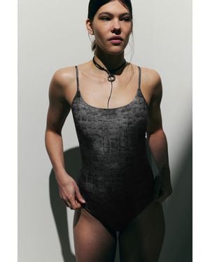 Weekday Square Neck Printed Swimsuit - Multicolour