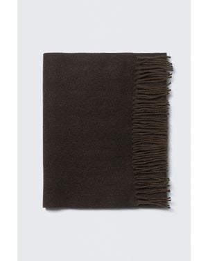 Weekday Long Woven Wool Fringe Scarf - Black
