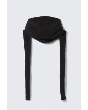 Weekday Knitted Tie Hood Scarf - Black