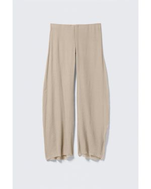 Weekday Crinkled Low-Rise Wide-Leg Trousers - Natural