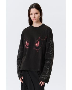 Weekday Boxy Printed Long-Sleeved Top - Black