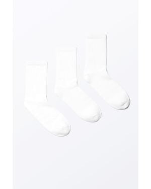 Monki 3-Pack Ribbed Socks - White