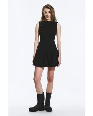 Weekday Sleeveless Twill Mini Dress - Black