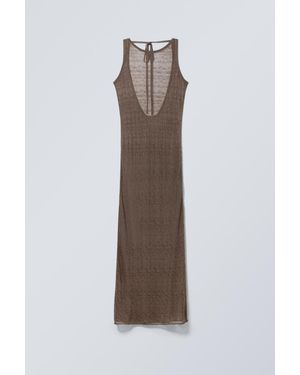 Weekday Open Back Knitted Maxi Dress - Brown