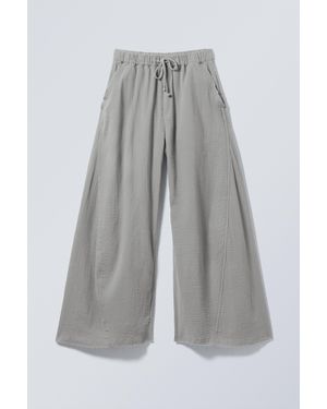 Weekday Motion Low Rise Cotton Trousers - Grey