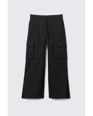 Monki Low Rise Cargo Suiting Trousers - Blue