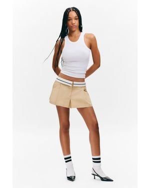 Monki Folded Waist Pleated Mini Skirt - White