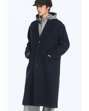 Weekday Oversized Single-Breasted Wool Blend Coat - Blue