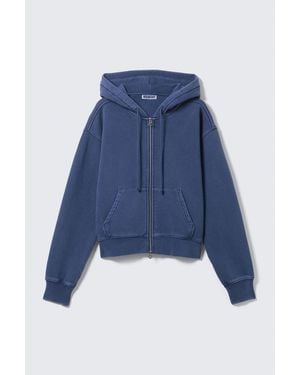 Weekday Fitted Zip Hoodie - Blue