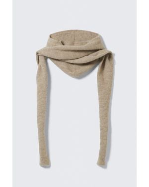 Weekday Knitted Tie Hood Scarf - White
