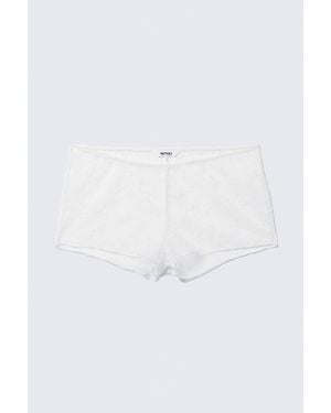 Monki Lace Pyjama Boxer Shorts - White