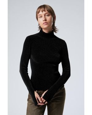 Weekday Rib-Knit Chenille Turtleneck Jumper - Black