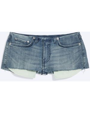 Weekday Hour Slim Low Rise Denim Hotpants - Blue