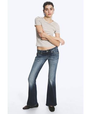 Monki Low Rise Slim Flared Jeans - Blue