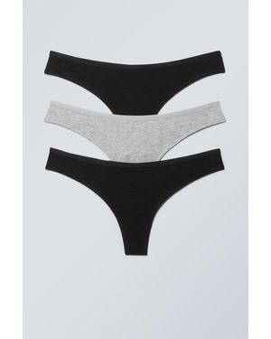 Weekday 3-Pack Soft Cotton Thongs - Black