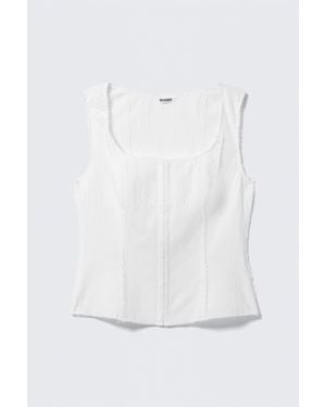 Weekday Square Neck Twill Corset Top - White